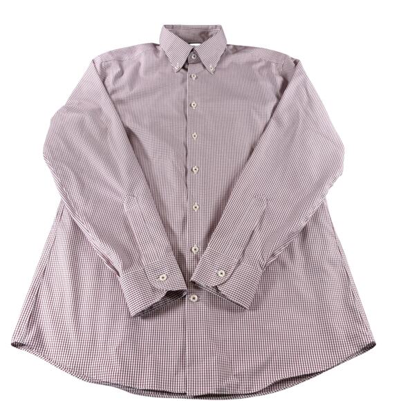 Men's Casual Button Down Shirt - Burgundy Checkered - Picture 4 of 8